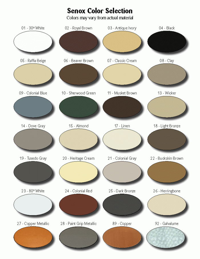 Senox Color Chart